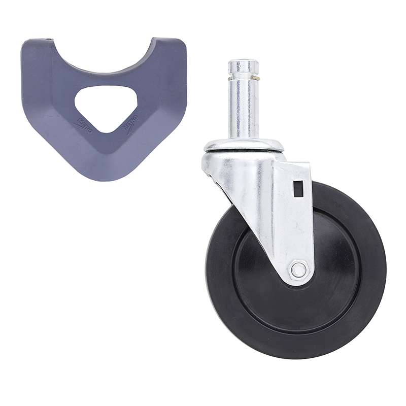 MetroMax® Resilient Rubber, Swiveling Stem Caster, 5" diam., with MetroMax® Bumper