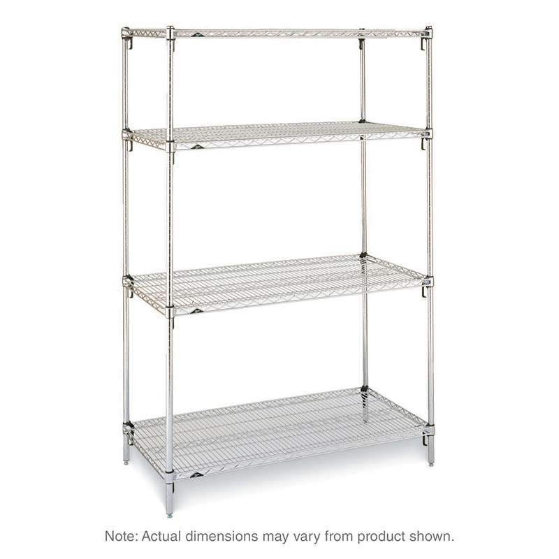 Super Adjustable 2 Wire Shelving Unit, 4-Shelves, Chrome, 18 x 60 x 63"