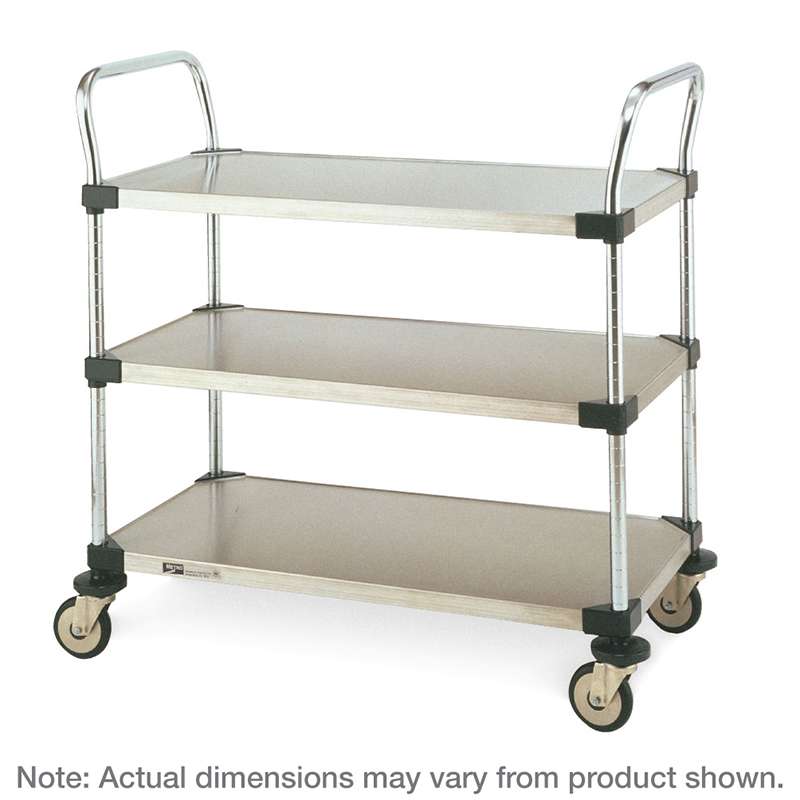 MW Series Utility Cart with 3 Stainless Steel Solid Shelves, 24" x 36" x 39"