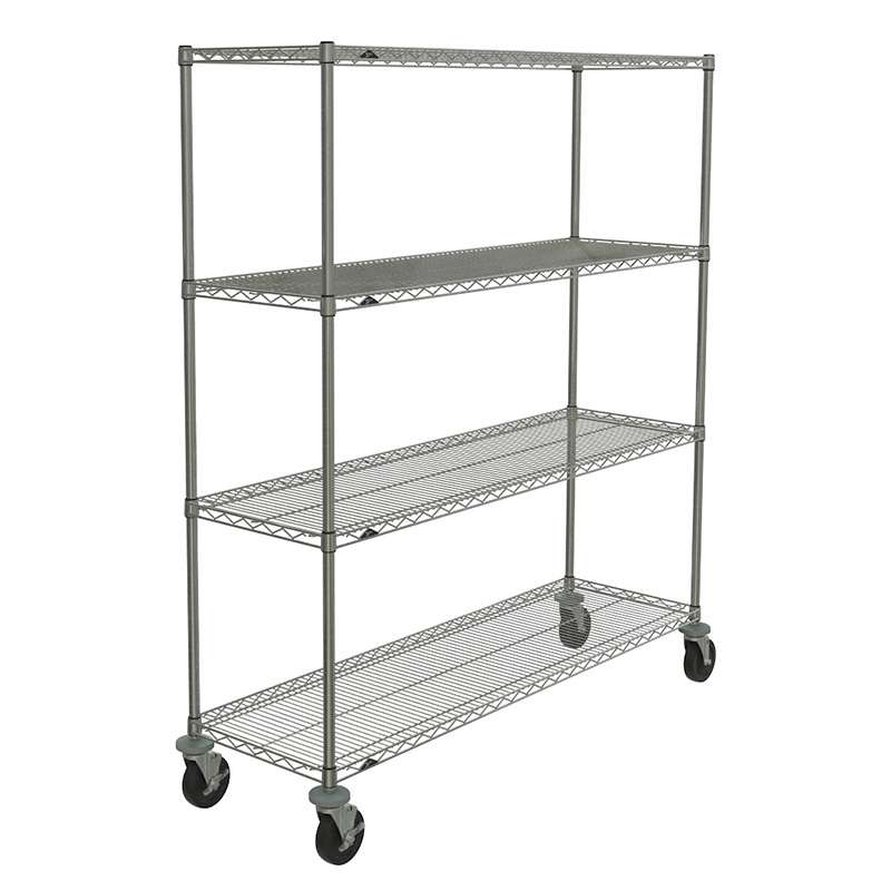 Super Erecta® Stem Caster Cart with 4 Brite Wire Shelves and Casters, 18" x 60" x 68"