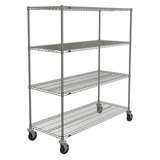 Super Erecta® Stem Caster Cart with 4 Chrome Wire Shelves and Casters, 24" x 60" x 68" redirect to product page