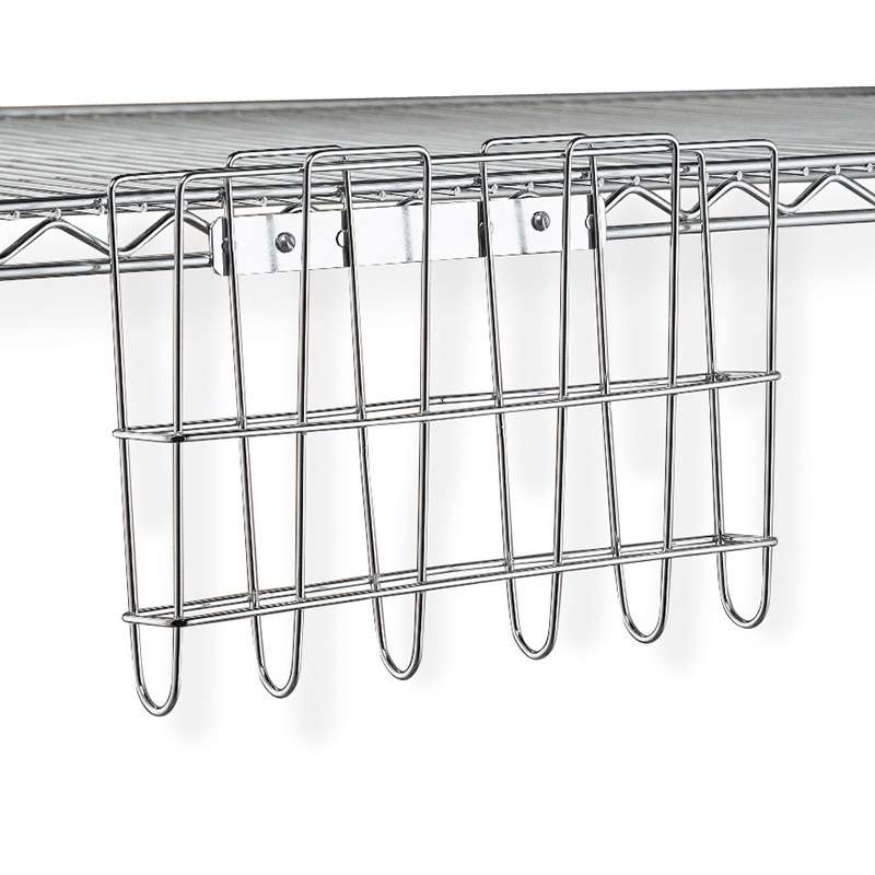 Chrome Wire File Storage Basket, 12-3/4 x 8-3/4 x 2-5/8