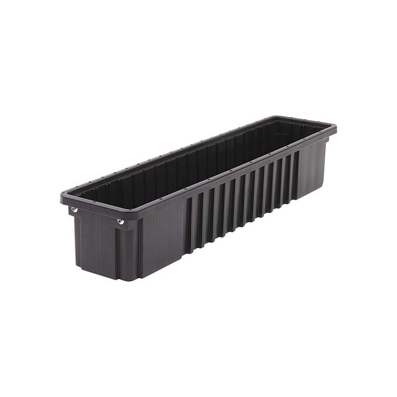 Conductive Stackable Divider Tote Box, Black, 24 x 4-1/2 x 4-1/2" ID (Dividers not Included)