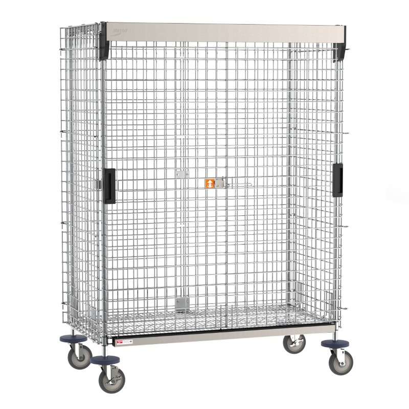 Super Erecta Mobile Security Shelving Unit with SlideSecure Sliding Door, Chrome, 28.5" x 52.75" x 67.9375"