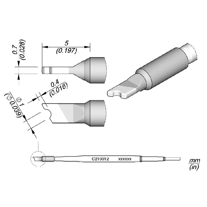 Series C210 Round Connecter Pin Soldering Cartridge, 5mm