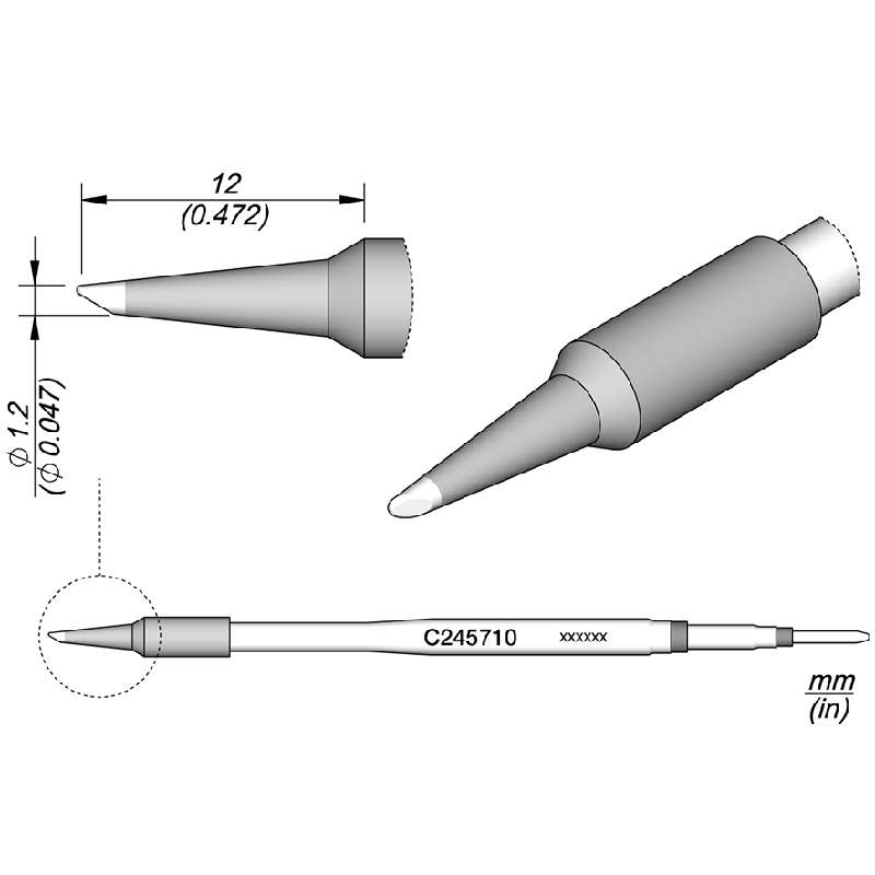 Bevel Cartridge, C245, Ø 1.2mm