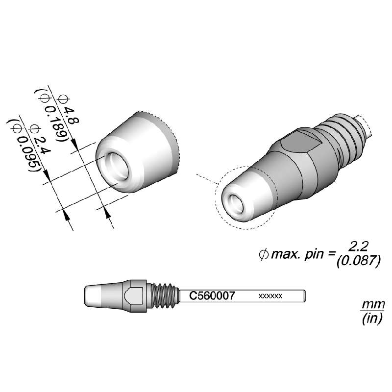 Series C560 Through-Hole Desoldering Cartridge, Ø 2.4mm