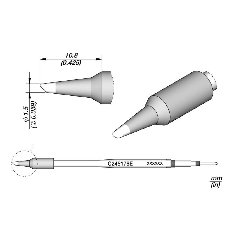 Bevel Cartridge, Thick Iron Layer, 1.5 mm Diameter