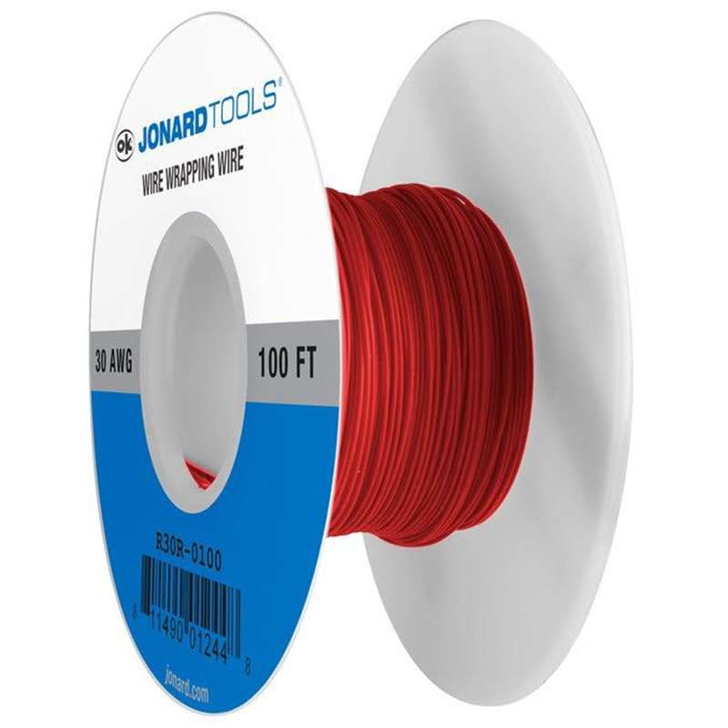 Kynar® Insulated 30AWG Solid Copper Wire, Red, 100' per Roll