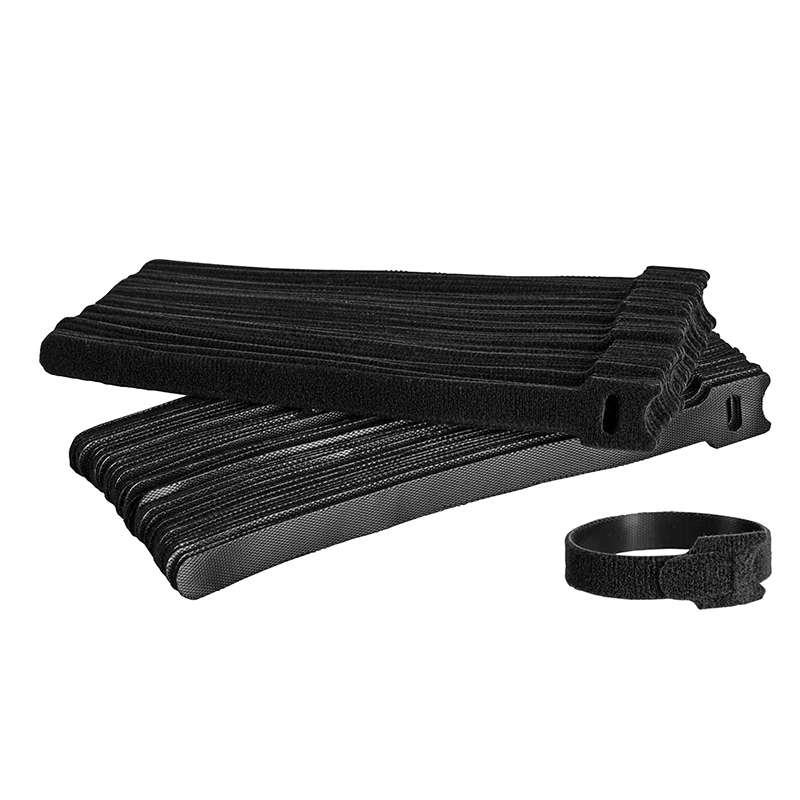 Hook and Loop Cable Tie Strap, 8" x 1/2", Pack of 100