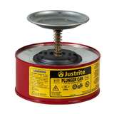 Justrite® 10108 Steel Plunger Can With Brass and Ryton Pump, 1 qt, Red redirect to product page