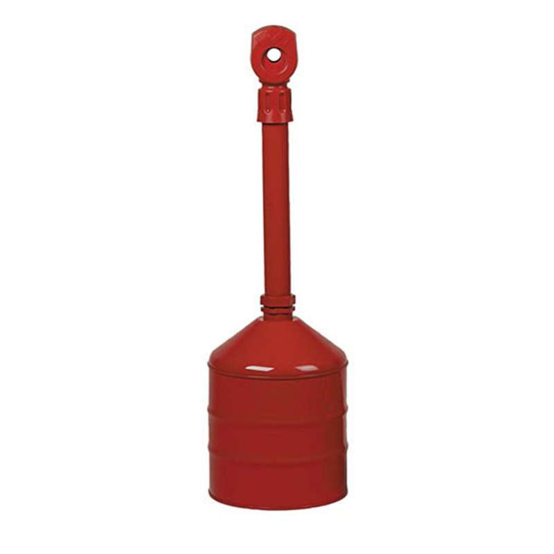 Heavy Duty Cigarette Butt Can, Steel Base/Neck, 5 Gallon, Polyethylene Topper, Red