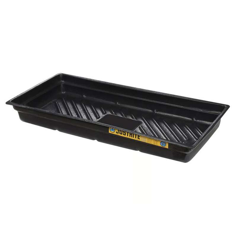 EcoPolyBlend Spill Tray, Indoor Or Outdoor Use, Rigid, Recycled Polyethylene, Black, 38" x 26" x 5-1