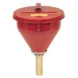 Large Steel Drum Funnel for Flammables w/6" Flame Arrester & Self-Closing Cover for 2" Drum Bung redirect to product page