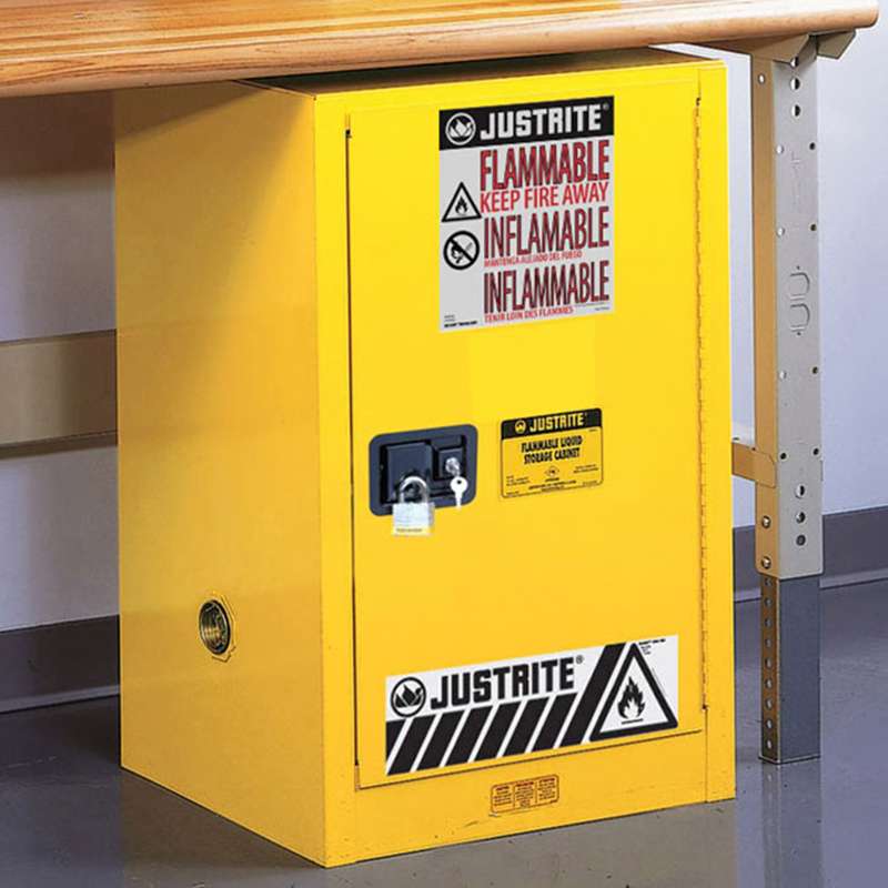 EX Compact Flammable Saefty Cabinet, 12 Gallon, 1 Self Close Door, Yellow