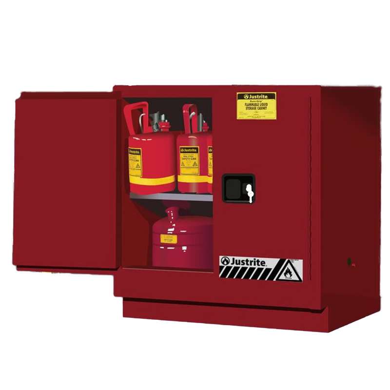 Sure-Grip EX Under Counter Flammable Cabinet, Manual Close, Red, 22 Gallon, 1 Shelf, 2 Doors, 35" x 35" x 22"