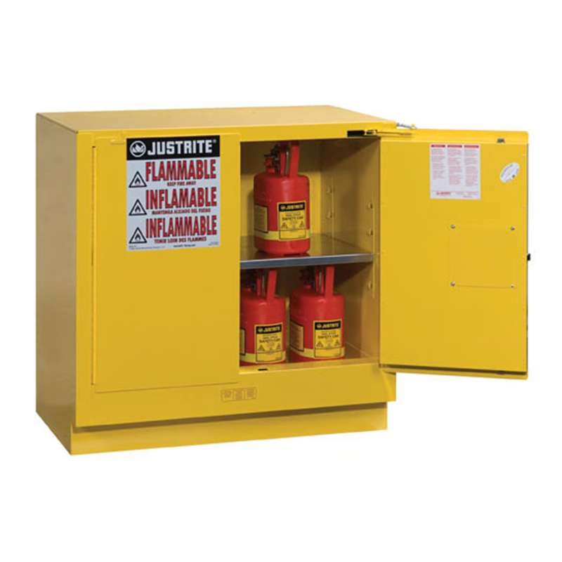 EX Undercounter Flammable Saefty Cabinet, 22 Gallon, 2 Self Close Doors, Yellow