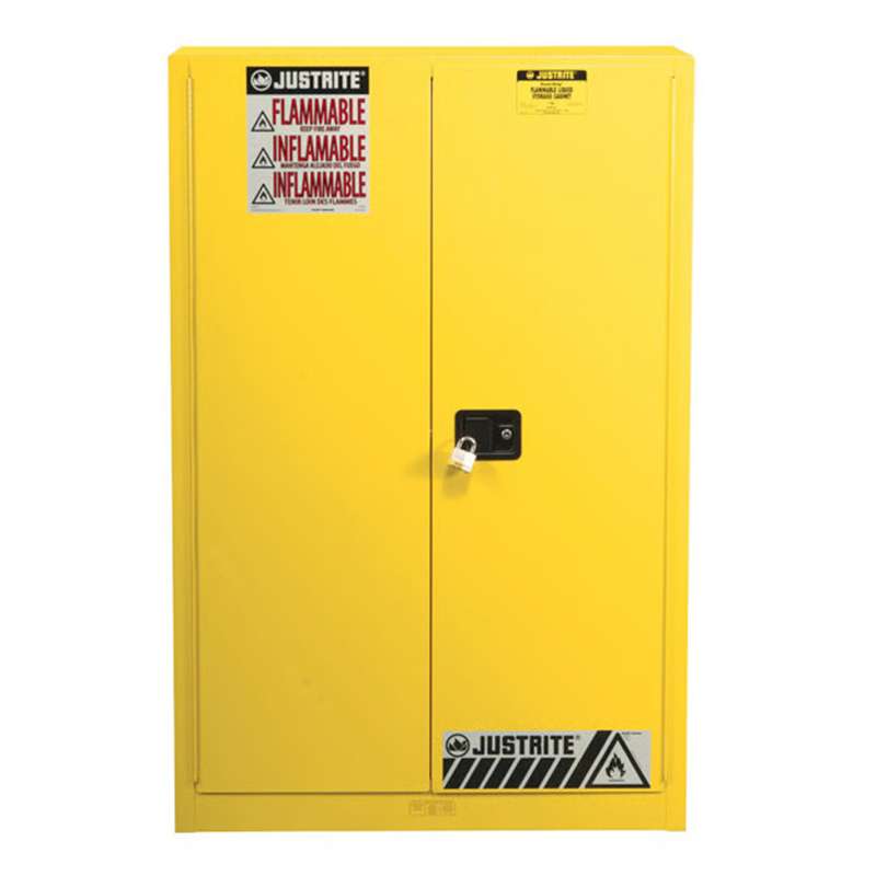 EX Combustibles Saefty Cabinet for Paint and Ink, 60 Gallon, 2 Manual Close Doors, Yellow