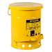 Oily Waste Can, Foot-Operated Self-Closing Cover, Yellow, 6 Gallon