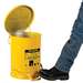Oily Waste Can, Foot-Operated Self-Closing Cover, Yellow, 6 Gallon