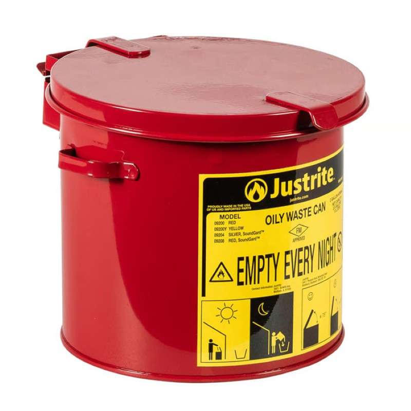 Flame Retardant Countertop Waste Can for Oily Hazmat Items, Red, 2 Gallons