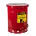 Oily Waste Can, Foot-Operated Self-Closing Cover, Red, 10 Gallon