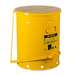 Oily Waste Can, Foot-Operated Self-Closing Cover, Yellow, 21 Gallon