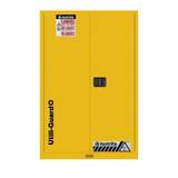 Utili-Guard+ Flammable Safety Cabinet, 90-Gallon, Self-Close, 18 Ga CR Steel, Attachements Included: Doors 2, 1 Aerosol, 1 Spray Bottle, Yellow Trim redirect to product page