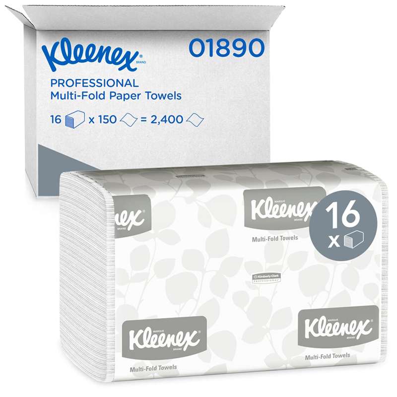 Kleenex Multi-Fold Paper Towel, 9.2 in x 9.4 in, White, 150/PK