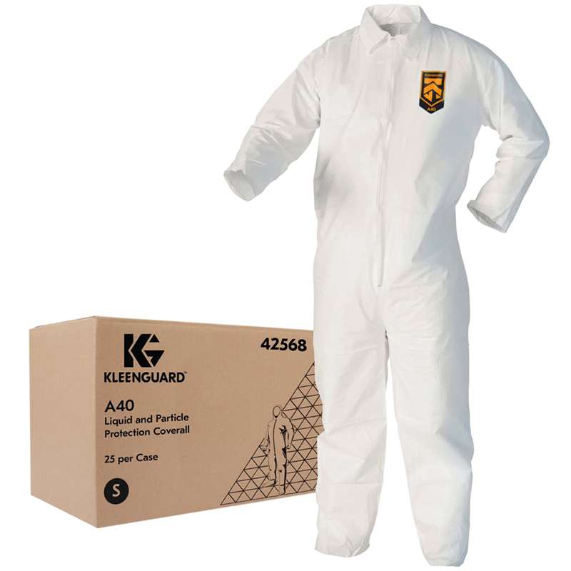 KleenGuard A40 Liquid & Particle Protection Coveralls Shell Style, with Zip Front, Small, 25 per Case - Vending Machine Ready