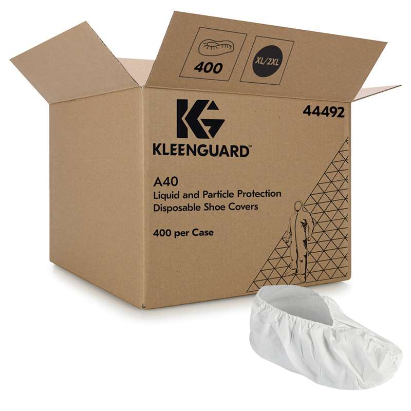 KleenGuard A40 Shoe Cover, XL/2XL Disposable Shoe Covers, White, 400 Units per Case