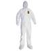 KleenGuard A20 Disposable Hooded/Booted Liquid And Particle Protection Coverall, Zipper Front, Patented Microforce™ Barrier SMS Fabric, X-Large, White