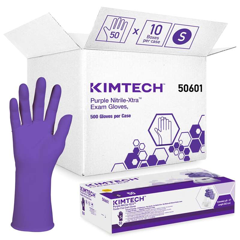 Purple Nitrile-Xtra 6 mil Textured Exam Gloves, Small, 12" Long, 50 per Package