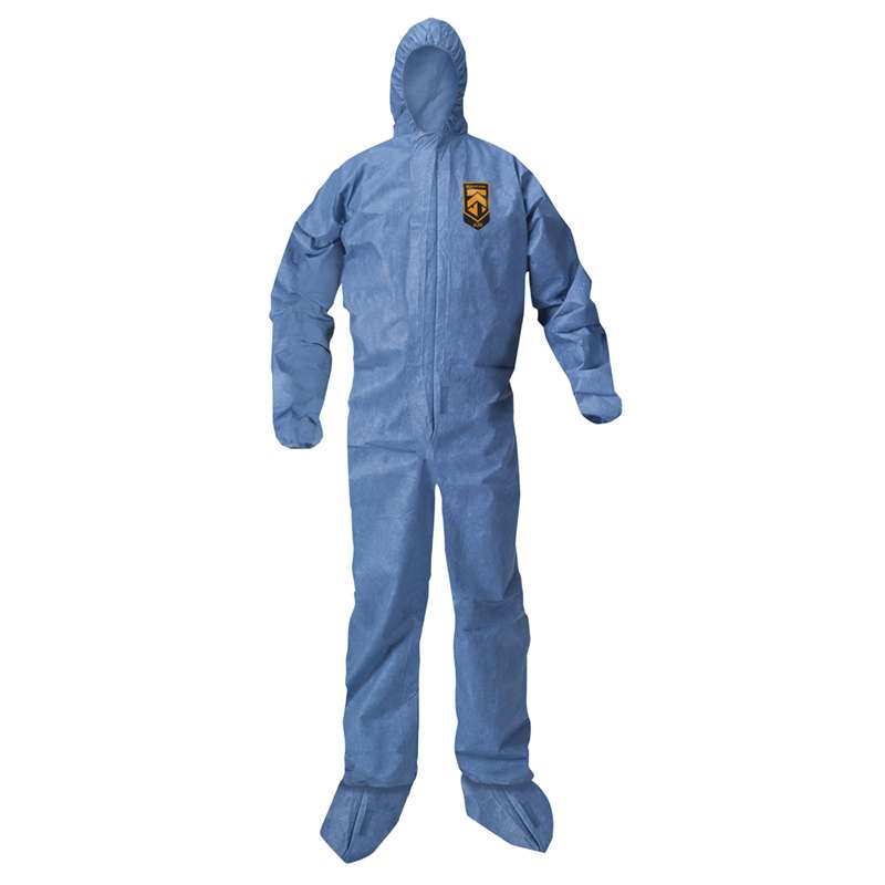 KleenGuard A20 Breathable Particle Protection Coverall, with Zipper, Elastics, Hood, Boots, Blue 2XL, 24 per Case