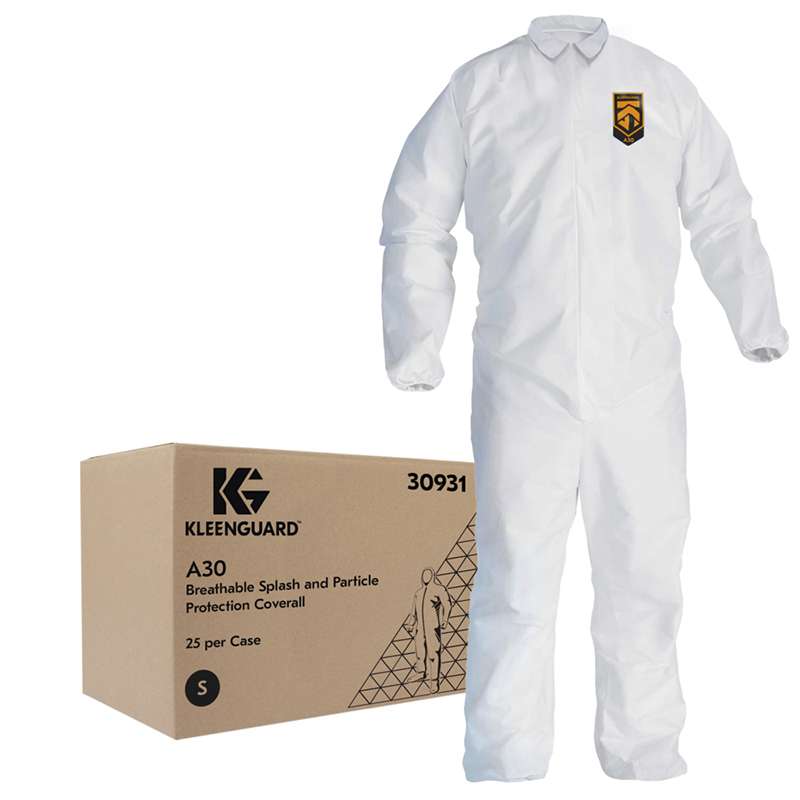 Kleenguard, A30 Breathable Splash and Particle Protection Coveralls, White, Small, 25 per Case