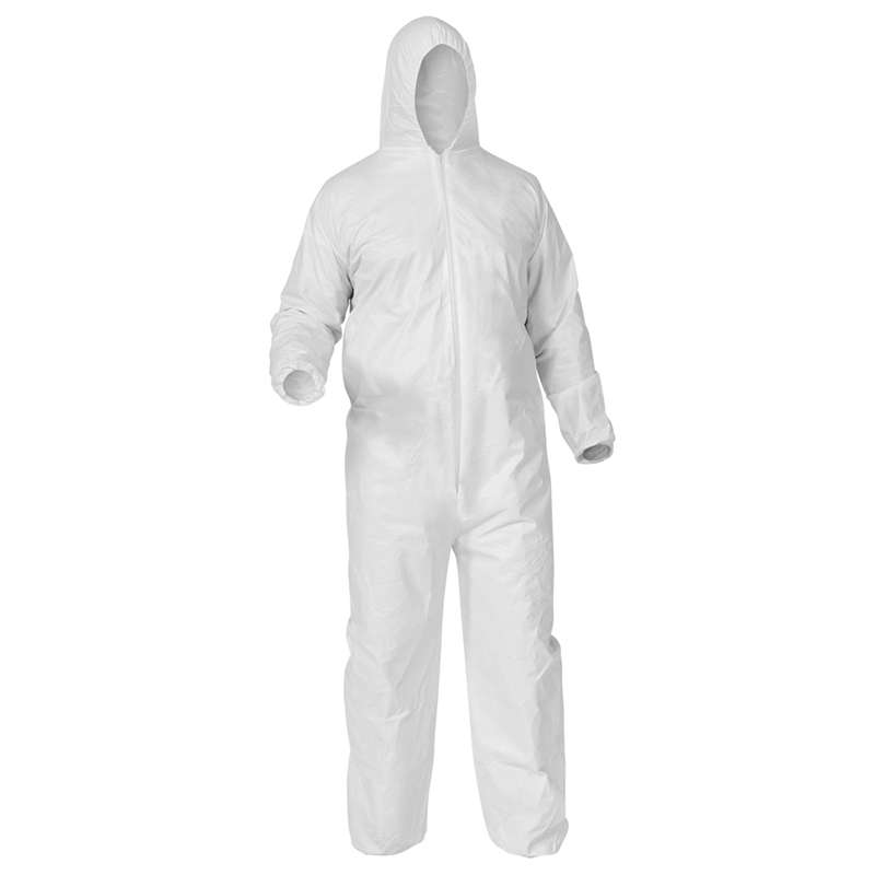 KleenGuard A35 Liquid and Particle Protection Disposable Microporous Coveralls with Zippered Front and Hood, Elastic Cuffs, White, Large, 25 per Case