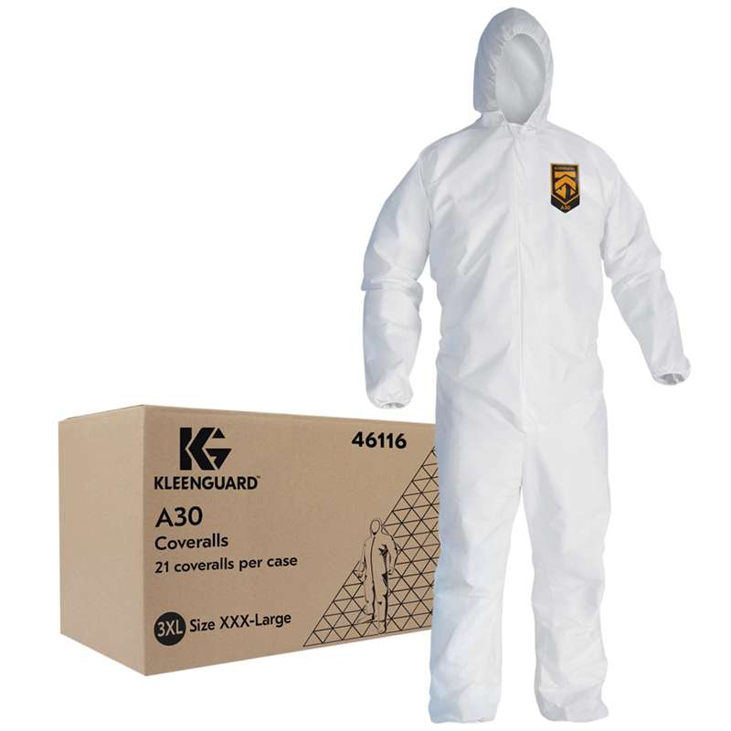 A30 Coveralls Splash/Particle Protection, White, 3XL, 25/CA