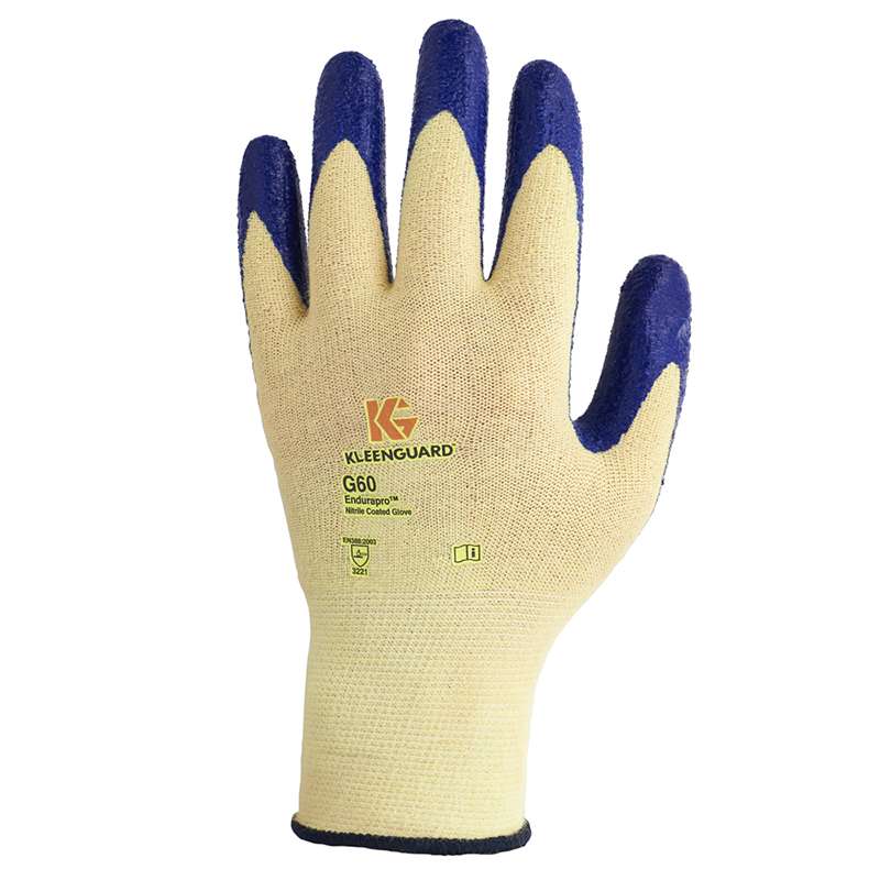 KleenGuard G60 Level 2 Cut Resistant Stretch KEVLAR and Nitrile Coated Gloves, 12-Pair, Large (9.0)