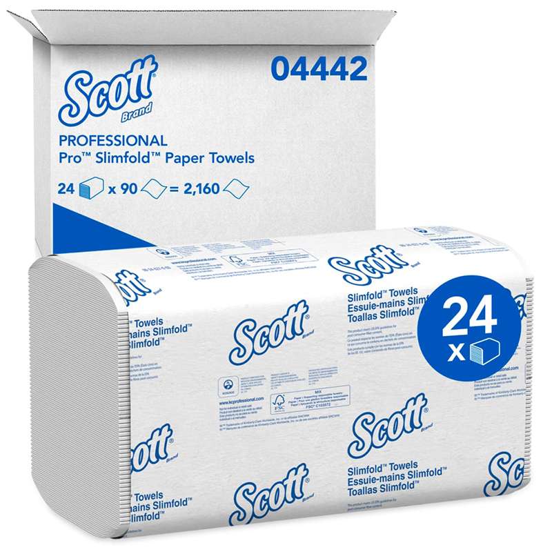 Kleenex Slimfold Hand Towels Fast-Drying Absorbency Pockets, White, 90 Towels per Pack, 24 Packs per