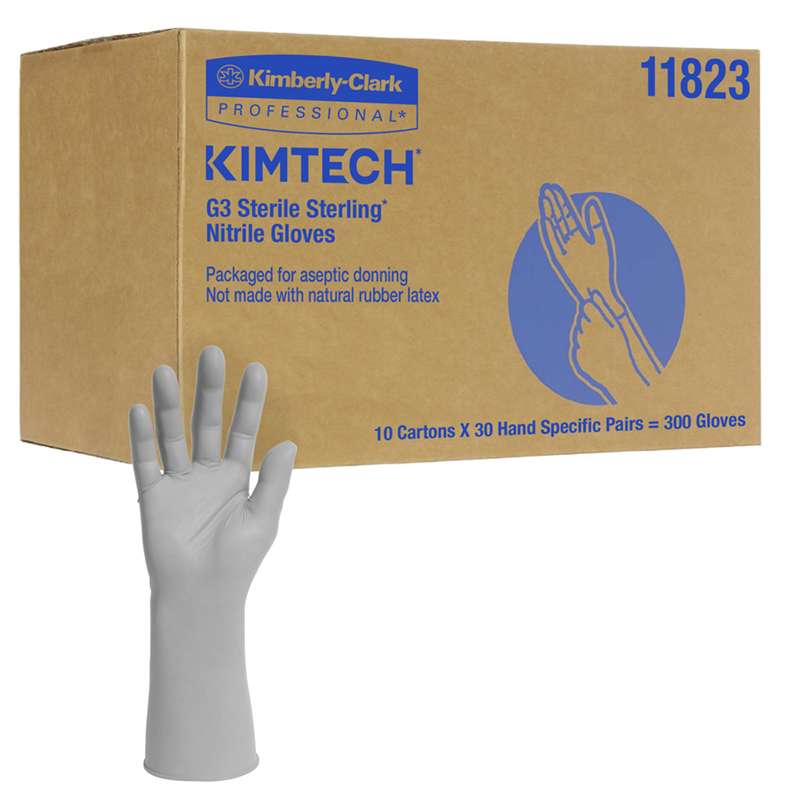 Kimtech Pure, G3 Sterile Sterling Nitrile Gloves, Size 7, 30 Pair per Box, 10 Box per Case