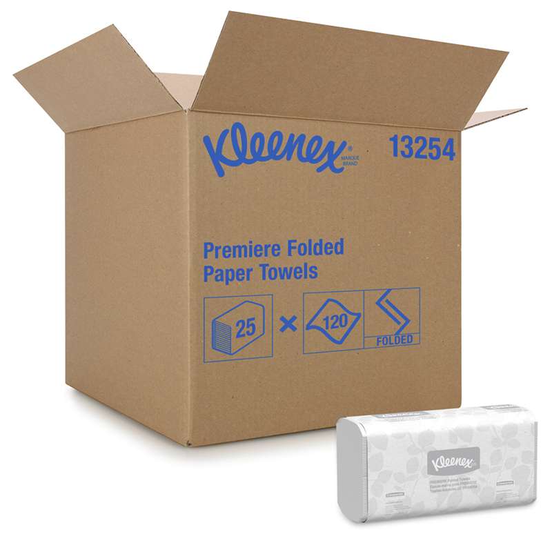 Folded Towels, Kleenex, White, 9.4" x 12.4", 120 Sheets/Pack