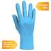 Back of blue glove with hand inside