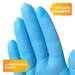 fingertips of blue glove
