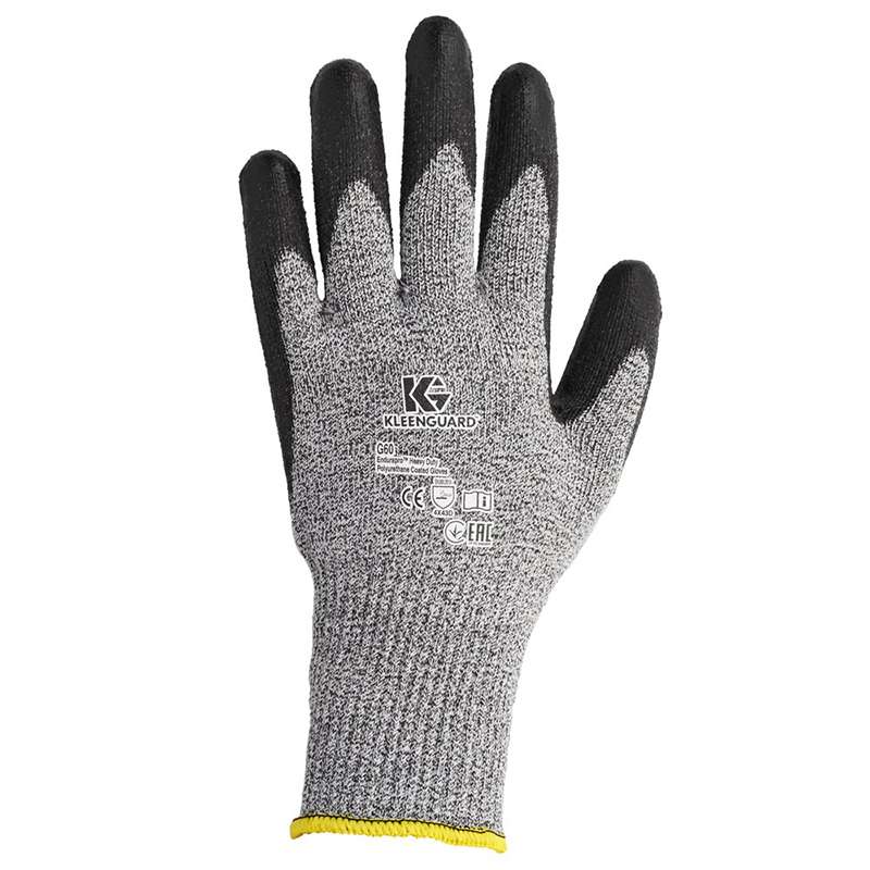 KleenGuard G60 Level 5 Polyurethane Coated Cut Resistant Gloves, Black Salt & Paper, Size 10(XL), 12 Pairs per Case