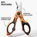 Compact Cable Stripping Electrician Scissors, 6-Inch