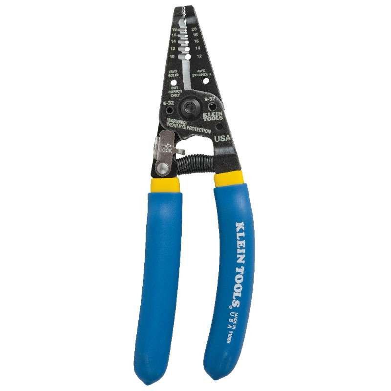 Klein-Kurve® Wire Stripper/Cutter for 10 - 18 AWG Solid and 12 - 20 AWG Stranded Wire, 7-1/8" Long