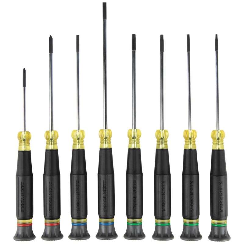 Precision Screwdriver Set, Slotted, 75" OAL, 2'' Shank, 8-Piece
