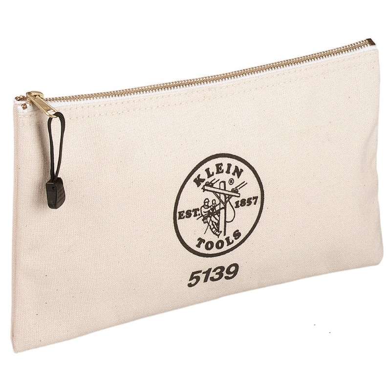 Canvas Zipper Bag, White, 7 x 12-1/2"