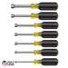 Magnetic Tip Nut Driver Set with 3" Hollow Shanks and Cushion Grips, 7 Pieces