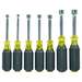 Magnetic Tip Nut Driver Set with 3" Hollow Shanks and Cushion Grips, 7 Pieces